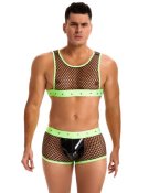 Green Men Sexy Fishnet See Through Lingerie Set