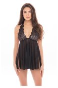 Dolled Up Halter 2Pc Chemise Set Black