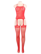 Red Fishnet Garter Dress - M