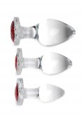 Red Heart Gem Glass Anal Plug Set