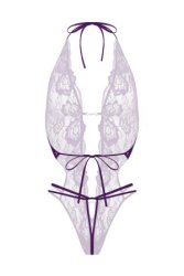 Lace open crotch body Renee- purple