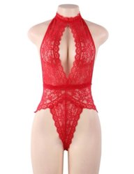 Exquisite Lace Teddy Red