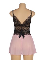 Lace Stitching Strap with Flower Mesh Pink