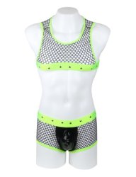 Green Men Sexy Fishnet See Through Lingerie Set