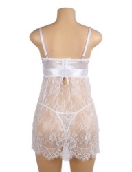 Eyelash Lace Sexy Push Up Babydoll White