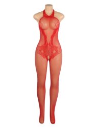 Lace And Fishnet Turtleneck Red