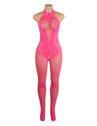 Lace And Fishnet Turtleneck Pink
