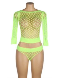 Two-Piece Fishnet Crop Green