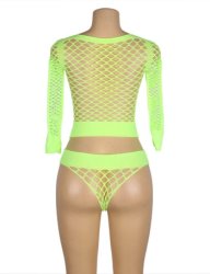 Two-Piece Fishnet Crop Green