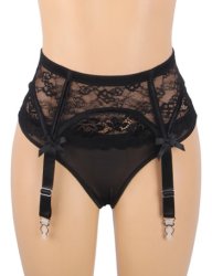 Bow Metal Clips Garterbelt Black