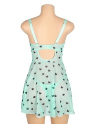 Heart Printed Lace Mesh Green