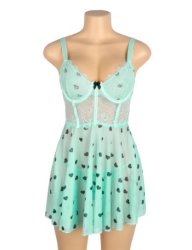 Heart Printed Lace Mesh Green