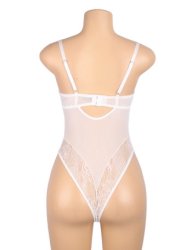 Lace Push Up Open Crotch Bodysuit White