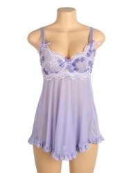 Embroidery Lace Lingerie Purple
