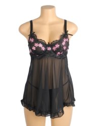 Embroidery Lace Lingerie Black