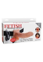 7in. Vibrating Hollow Flesh Strap-On