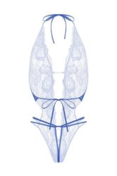 Lace open crotch body Renee- blue