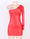 Red Leather Backless Dress One Size